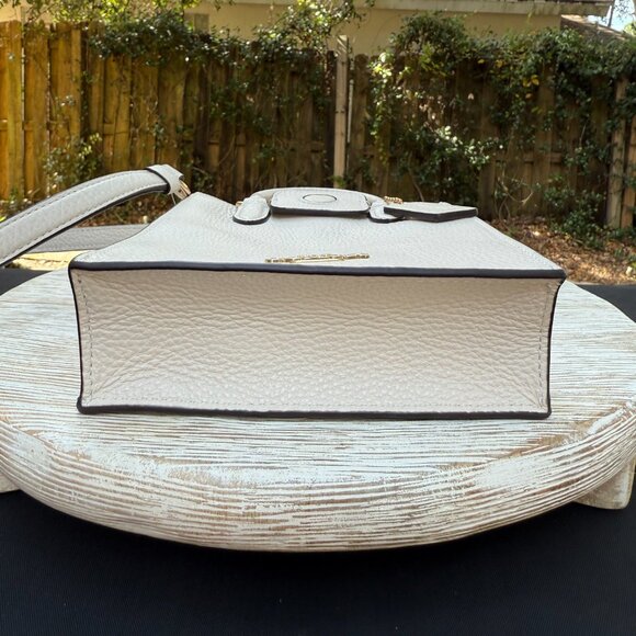 COACH NORTH SOUTH MINI TOTE CROSSBODY BAG Pebbled Leather Chalk White CJ500 New - Picture 13 of 15